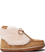 Minnetonka Women's Torrey Suede Faux Shearling Bootie Slippers