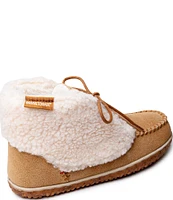 Minnetonka Women's Torrey Suede Faux Shearling Bootie Slippers