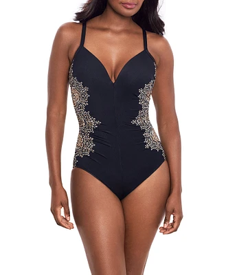 Miraclesuit Cappadocia Temptation V-Neck Criss-Cross Back Underwire One Piece Swimsuit