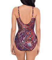 Miraclesuit Dynasty Siren Printed Surplice V-Neck Underwire One Piece Swimsuit