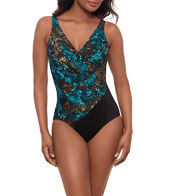 Miraclesuit Flor De Mare Oceanus V-Neck Surplice One Piece Swimsuit