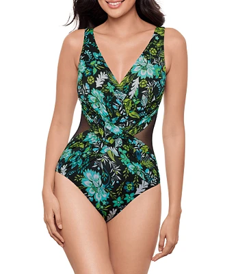 Miraclesuit Florica Crossover V-Neck Surplice One Piece Swimsuit