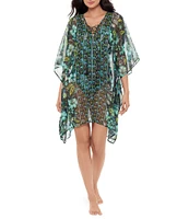 Miraclesuit Florica Semi Sheer Georgette V-Neck Caftan Swim Cover-Up