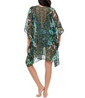 Miraclesuit Florica Semi Sheer Georgette V-Neck Caftan Swim Cover-Up