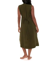 Miraclesuit Pleated Sleeveless Button Front Beach Dress Swim Cover-Up