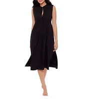 Miraclesuit Pleated Sleeveless Button Front Beach Dress Swim Cover-Up