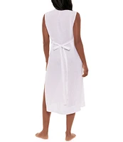 Miraclesuit Pleated Sleeveless Button Front Beach Dress Swim Cover-Up