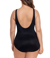 Miraclesuit Plus Size Solid Must Haves Oceanus V-Neck Underwire Bra Tank One Piece Swimsuit