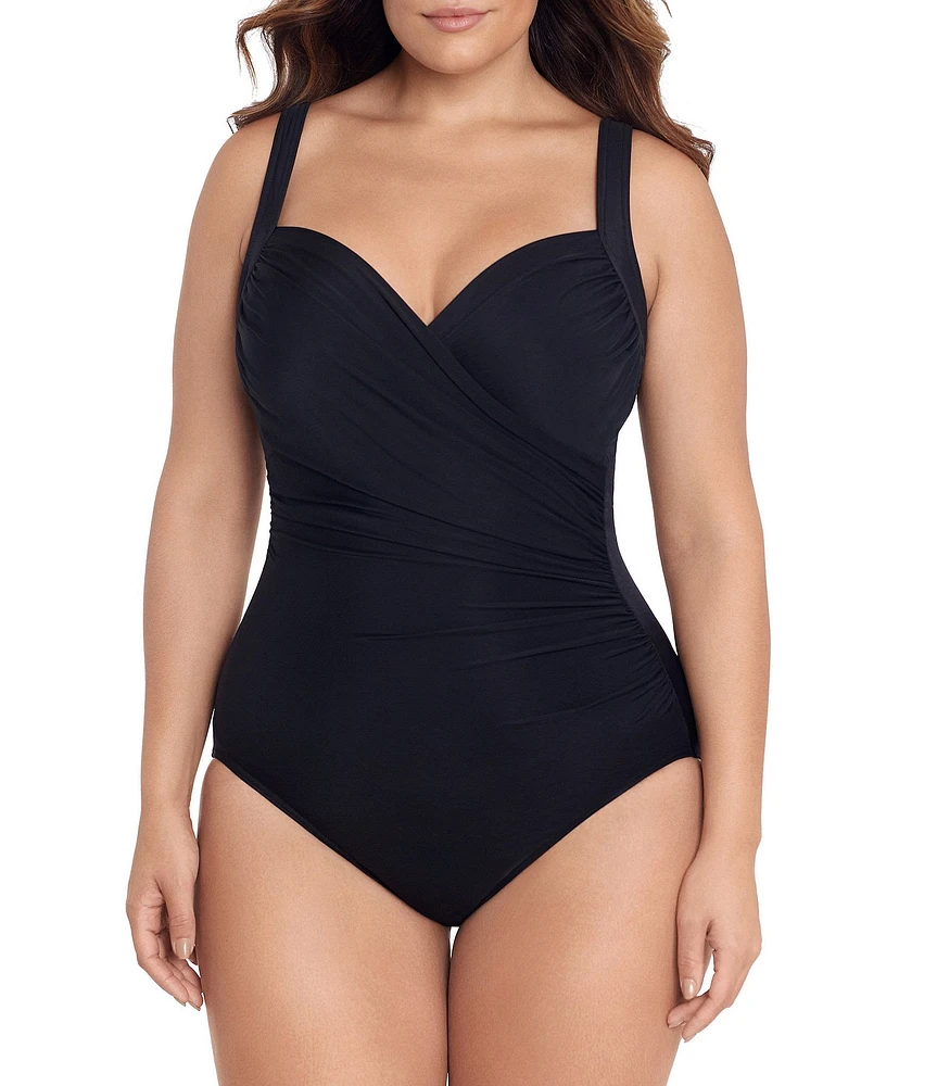 Miraclesuit Plus Size Solid Must Haves Sanibel Sweetheart Underwire Bra Tank One Piece Swimsuit