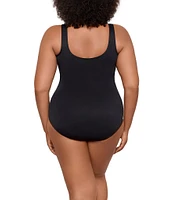 Miraclesuit Plus Size Solid Rock Revele Surplice V-Neck Underwire Bra Tank One Piece Swimsuit