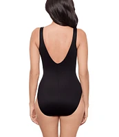 Miraclesuit Raya De Safari V-Neck Mesh Hardware Tank One Piece Swimsuit