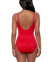 Miraclesuit Razzle Dazzle Antheia Plunge Neck Underwire Bra One Piece Swimsuit