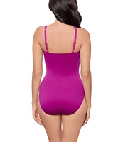 Miraclesuit Rock Solid Europa Asymmetrical Neck Underwire Bra One Piece Swimsuit