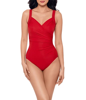 Miraclesuit Sanibel Surplice V-Neck Underwire Shirred One Piece Swimsuit