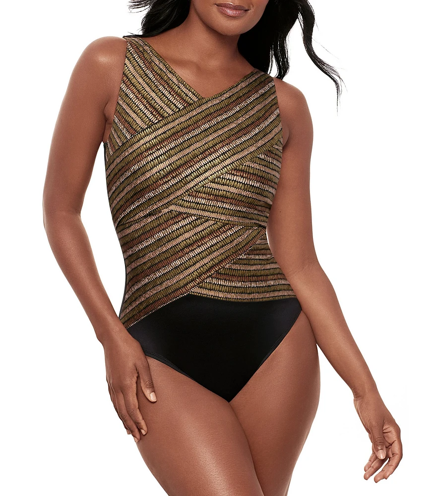 Miraclesuit Sparkle Sands Brio High Neck Underwire One Piece Swimsuit