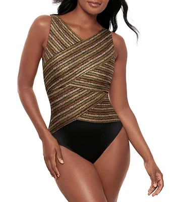 Miraclesuit Sparkle Sands Brio High Neck Underwire One Piece Swimsuit