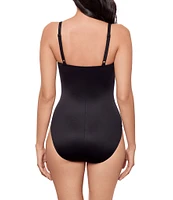 Miraclesuit Spectra Trifecta Color Block Square Neck Underwire One Piece Swimsuit