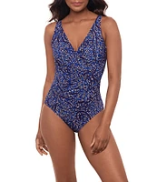 Miraclesuit Spotlight Oceanus Surplice V-Neck One Piece Swimsuit