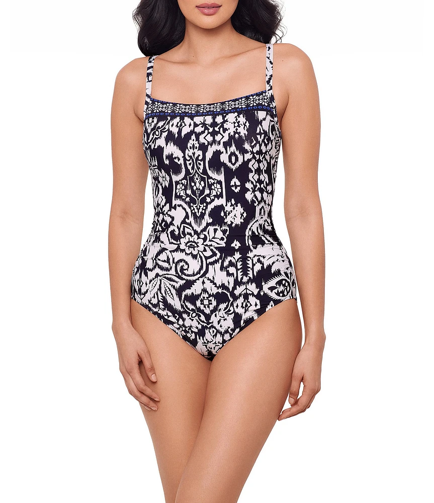 Miraclesuit Talavera Kara Square Neck Underwire Bra One Piece Swimsuit