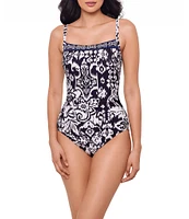 Miraclesuit Talavera Kara Square Neck Underwire Bra One Piece Swimsuit
