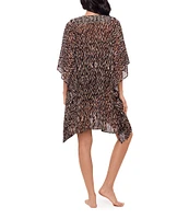 Miraclesuit Topkapi Georgette Printed V-Neck Lace-Up Swim Caftan Cover-Up