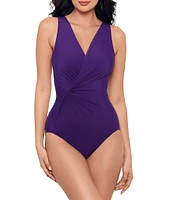 Miraclesuit Twisted Sisters Esmeralda Solid Surplice Neck Underwire Bra One Piece Swimsuit
