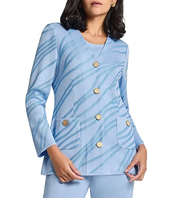 MISOOK Abstract Knit V-Neck Long Sleeve Jacket