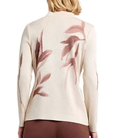 MISOOK Botanical Jacquard Soft Knit V-Neck Long Sleeve Tunic