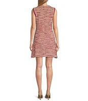 MISOOK Boucle Crochet Trim Round Neck Sleeveless Dress