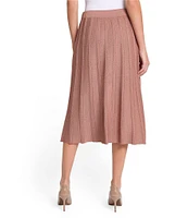 MISOOK Braided Texture Knit Pull-On Flare Midi Skirt