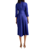 MISOOK Crepe De Chine V-Neck 3/4 Sleeve Midi Sheath Dress