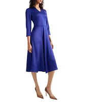 MISOOK Crepe De Chine V-Neck 3/4 Sleeve Midi Sheath Dress