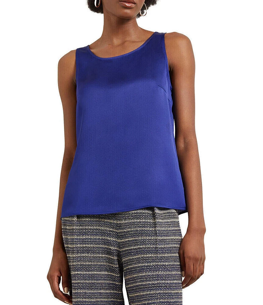 MISOOK Crepe De Chine Woven Round Neck Sleeveless Tank