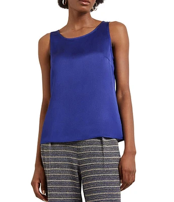 MISOOK Crepe De Chine Woven Round Neck Sleeveless Tank