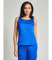 MISOOK Crepe De Chine Woven Round Neck Sleeveless Tank