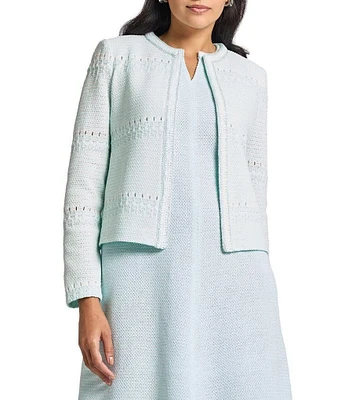 MISOOK Crochet Knit Crew Neck Long Sleeve Jacket
