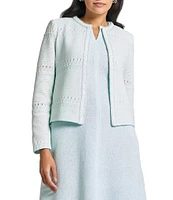 MISOOK Crochet Knit Crew Neck Long Sleeve Jacket