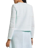 MISOOK Crochet Knit Crew Neck Long Sleeve Jacket