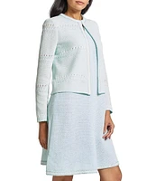 MISOOK Crochet Knit Crew Neck Long Sleeve Jacket