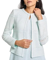 MISOOK Crochet Knit Crew Neck Long Sleeve Jacket
