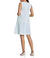 MISOOK Crochet Trim Tweed Knit Split V-Neck Sleeveless A-Line Dress