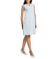 MISOOK Crochet Trim Tweed Knit Split V-Neck Sleeveless A-Line Dress