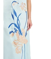 MISOOK Embroidered Crepe Boat Neck Sleeveless Dress
