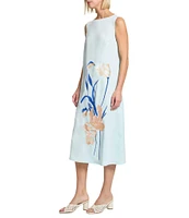 MISOOK Embroidered Crepe Boat Neck Sleeveless Dress