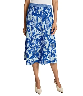 MISOOK Floral Jacquard Knit A-Line Midi Skirt