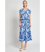 MISOOK Floral Jacquard Knit A-Line Midi Skirt