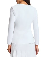 MISOOK Knit Floral Embroidery V-Neck Long Sleeve Peplum Jacket