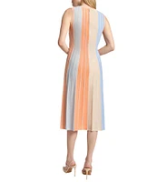 MISOOK Lurex Knit Stripe Scoop Neck Sleeveless Maxi Dress