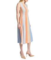 MISOOK Lurex Knit Stripe Scoop Neck Sleeveless Maxi Dress