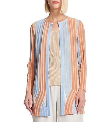 MISOOK Lurex Multi-Stripe Jewel Neck Bracelet Sleeve Diamond Cutout Jacket